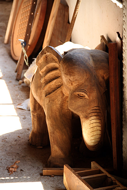 Beautiful wooden elephant figure