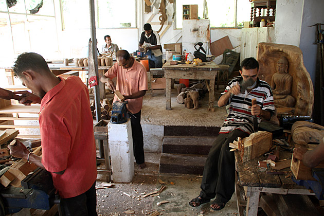 Sri Lankan Wood Working at Rajanima Craft workshop